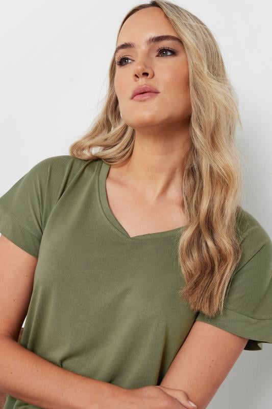 LTS PREMIUM Tall Women's Khaki Green V-Neck T-Shirt | Long Tall Sally 4