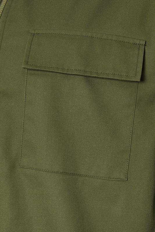 BadRhino Big & Tall Khaki Green Military Zip Through Overshirt | BadRhino 8