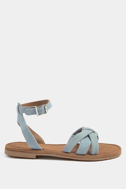Blue  Faux Leather Cross Over Sandals In Extra Wide EEE Fit | Yours Clothing 1