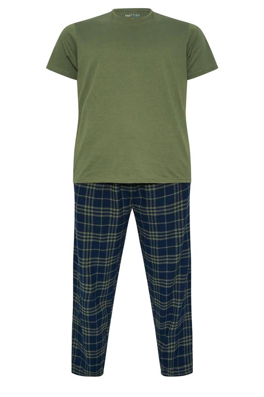 BadRhino Big & Tall Khaki Green Check Pyjama Set | BadRhino 5