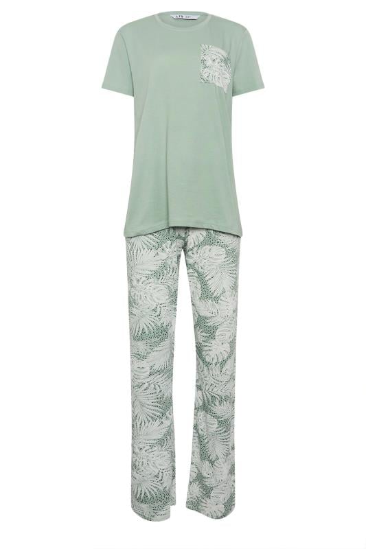 LTS Tall Mint Green Leaf Palm Print Pyjama Set | Long Tall Sally 5