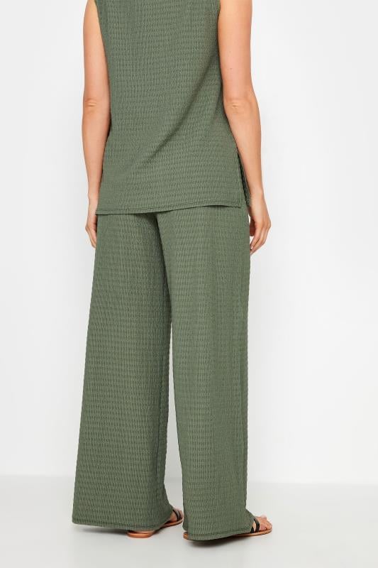 LTS Tall Women's Khaki Green Wide Leg Textured Trousers | Long Tall Sally 3