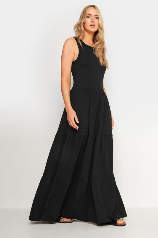 LTS Tall Women's Black Tiered Sleeveless Maxi Dress | Long Tall Sally  2