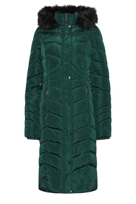 LTS Tall Women's Green Faux Fur Trim Padded Longline Coat | Long Tall Sally 5