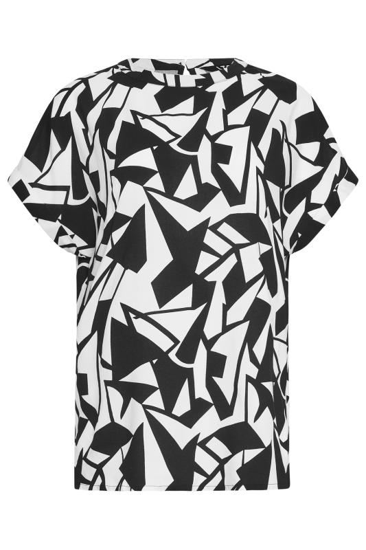 LTS Tall Womens Black & White Abstract Print Short Sleeve Blouse | Long Tall Sally 6