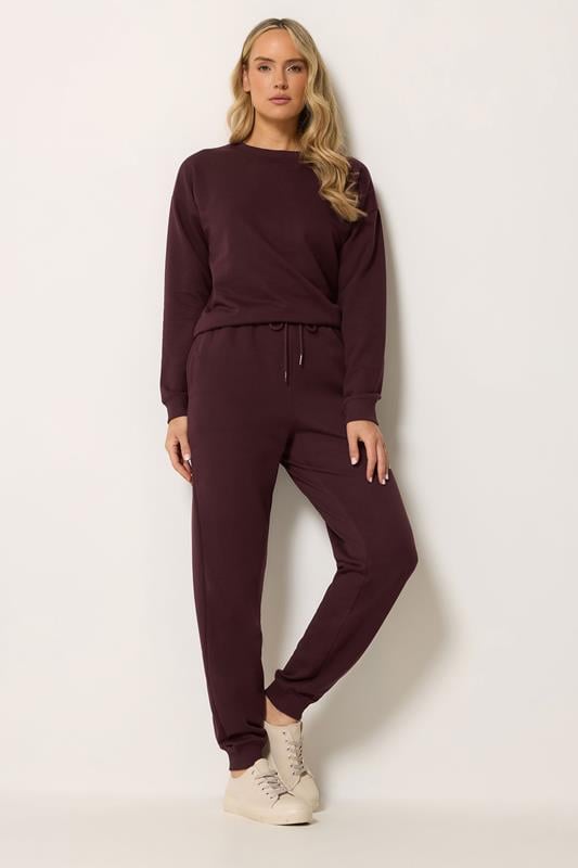 LTS Tall Women's Dark Cherry Red Crew Neck Sweatshirt | Long Tall Sally 1