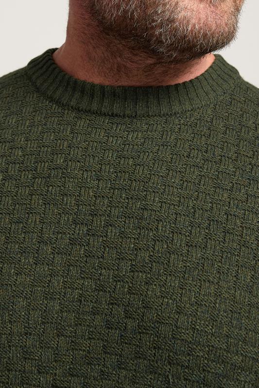BadRhino Big & Tall Dark Green Textured Crew Neck Knitted Jumper | BadRhino 4