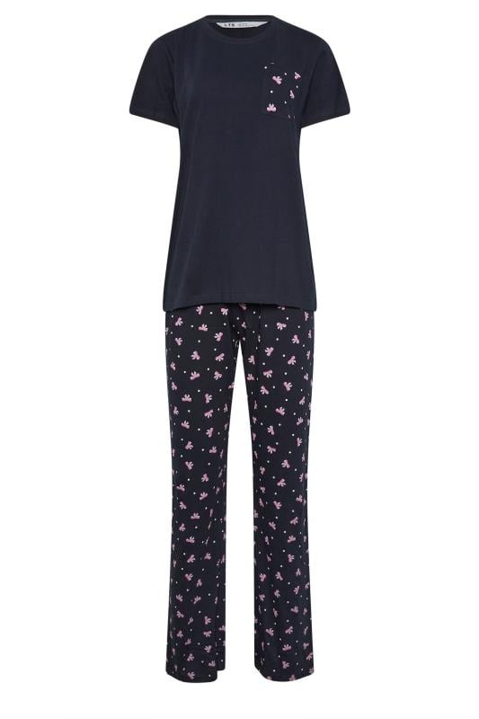 LTS Tall Navy Blue Bow Print Pyjama Set | Long Tall Sally 5