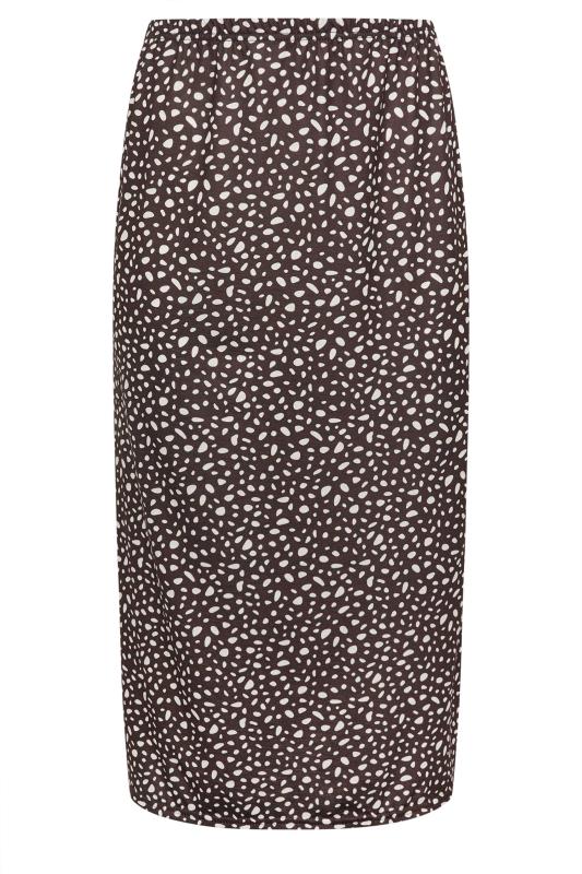 LTS Tall Chocolate Brown Spot Print Midi Skirt | Long Tall Sally  5