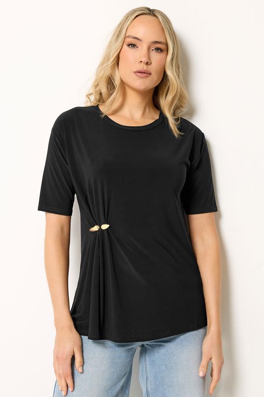  LTS Tall Black Metal Detail Oversized T-Shirt
