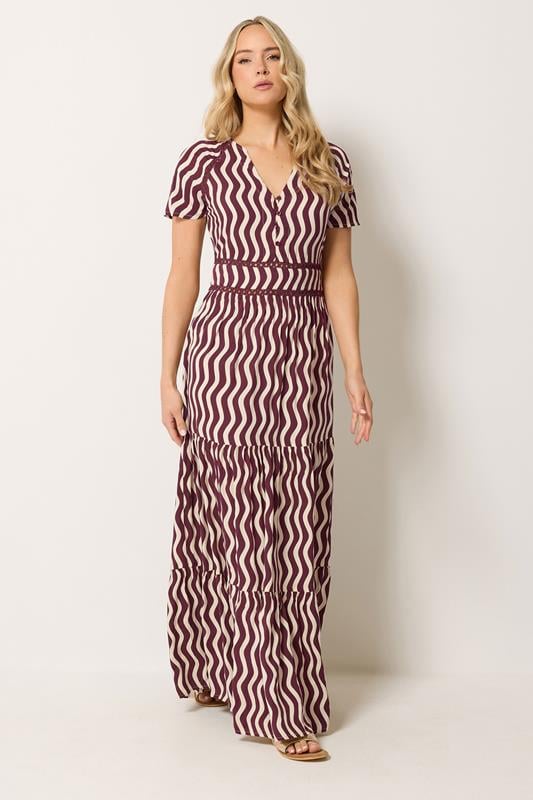 LTS Tall Women's Burgundy Red Swirl Print Maxi Dress | Long Tall Sally 1