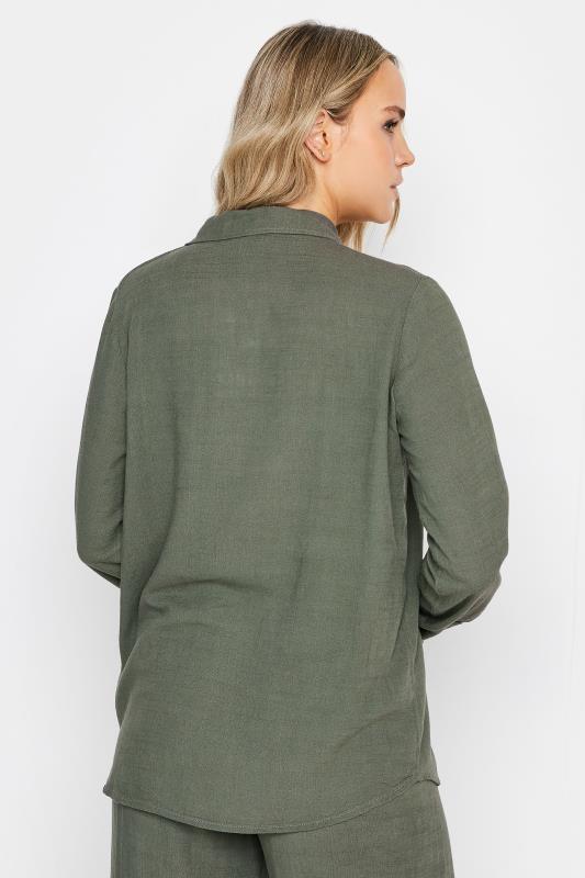 LTS Tall Womens Khaki Green Linen Shirt | Long Tall Sally 4