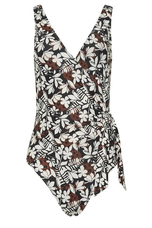 LTS Tall Women's Black Palm Leaf Patchwork Side Twist Swimsuit | Long Tall Sally 2