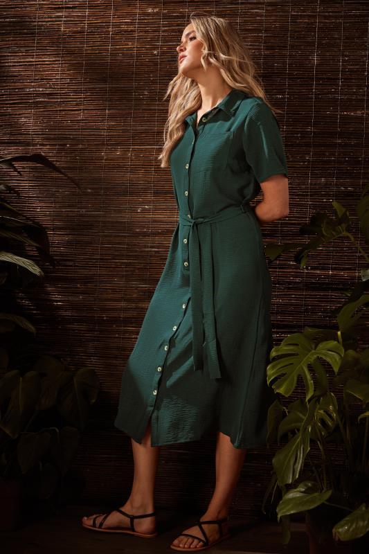 LTS Tall Women's Dark Green Button Through Midi Dress | Long Tall Sally 1