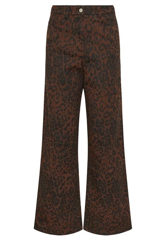 LTS Tall Chocolate Brown Leopard Print Wide Leg Jeans | Long Tall Sally 7