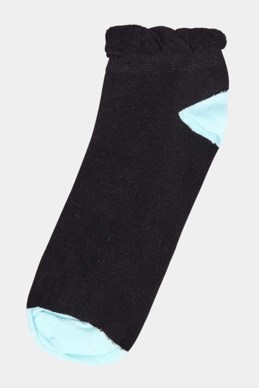 YOURS 4 PACK Plus Size Black Contrast Heel Ankle Socks | Yours Clothing  7