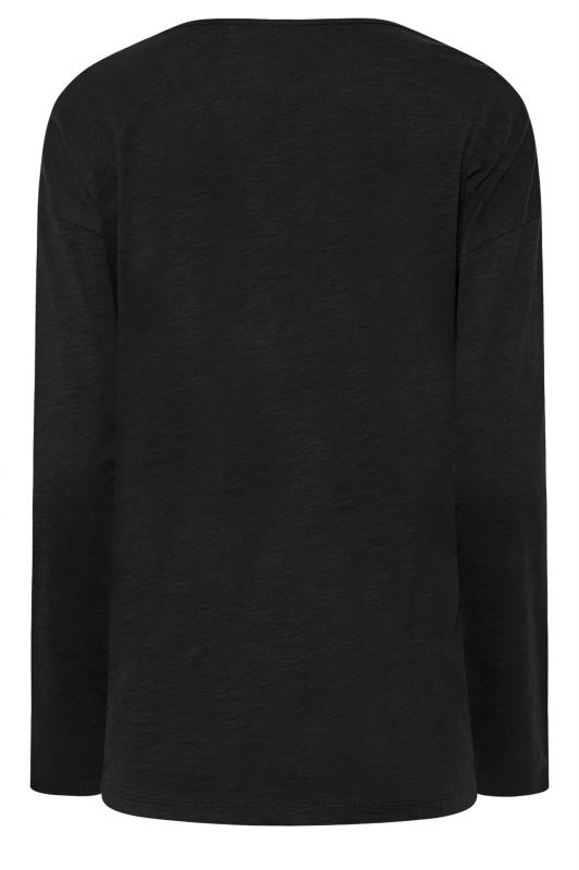 LTS Tall Women's Black V-Neck Long Sleeve Cotton T-Shirt | Long Tall Sally 6