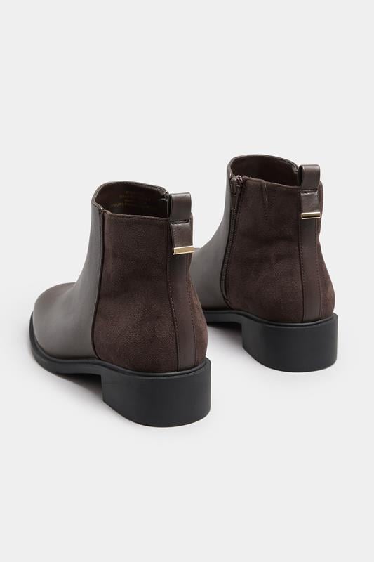 Brown Faux  Leather Metal Trim Ankle Boots In Extra Wide EEE Fit | Yours Clothing 3