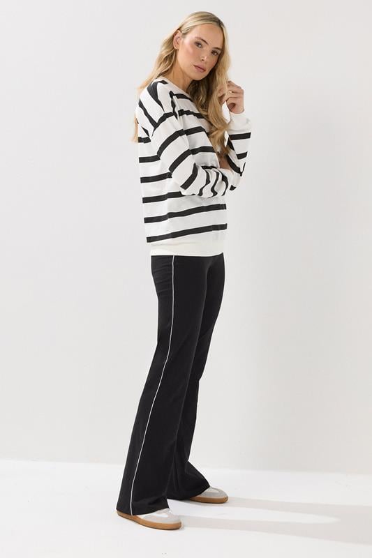 LTS Tall Black Striped Kick Flare Leggings | Long Tall Sally 1