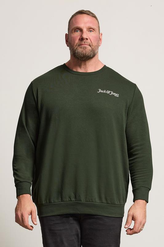 JACK & JONES Big & Tall Duffle Bag Green Crew Neck Sweatshirt