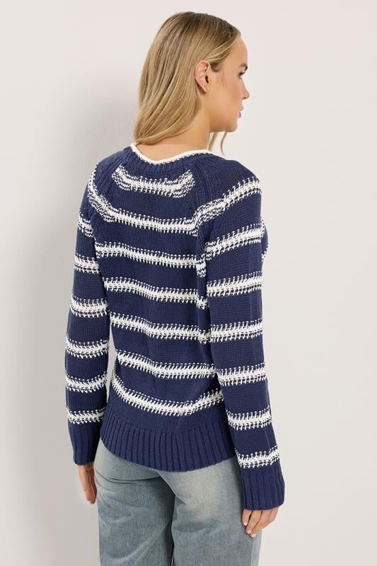 LTS Tall Navy Blue & White Stripe Knit Jumper | Long Tall Sally 3