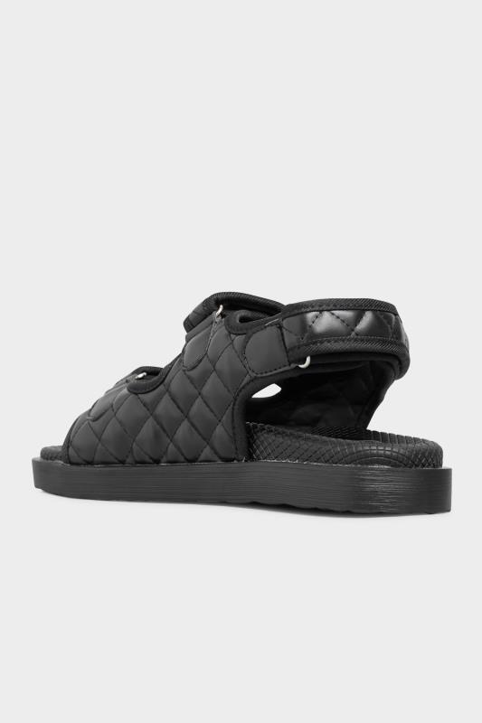 Black Quilted Velcro Sandal in Extra Wide EEE Fit | Yours Clothing  4
