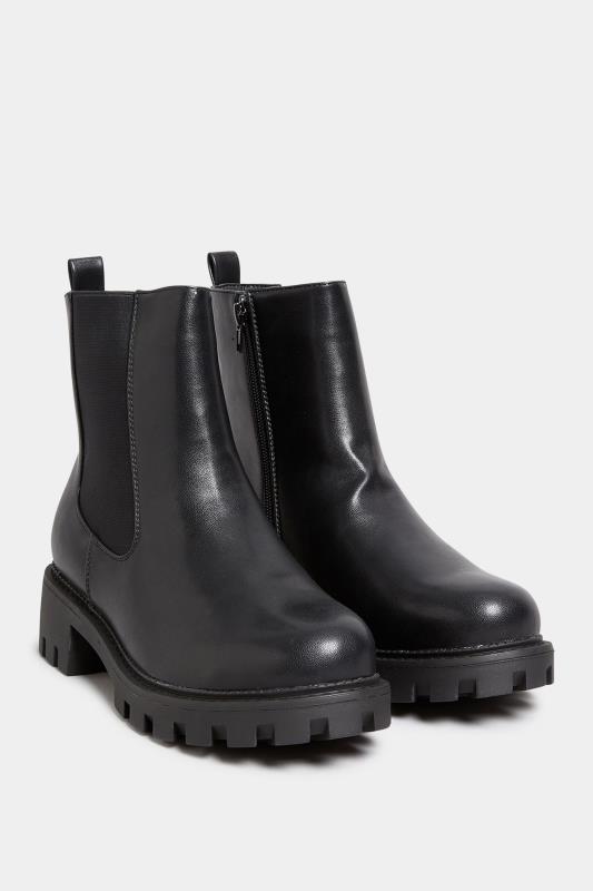 Black Chunky Chelsea Boots In Wide E Fit & Extra Wide EEE Fit | Yours Clothing 2