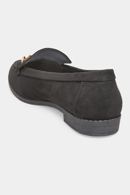 Black Vegan Suede Chain Loafers In Extra Wide Fit | Yours Clothing 4