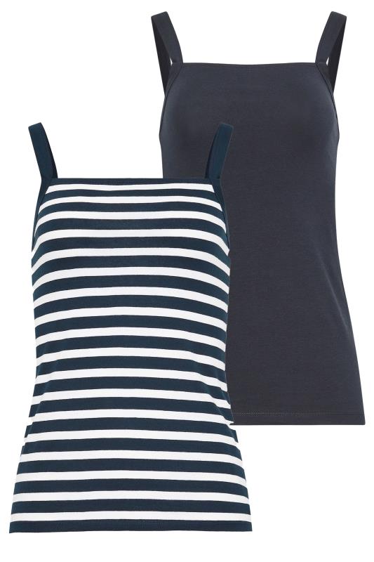 LTS Tall Women's 2 PACK Navy Blue Striped Cami Vest Tops | Long Tall Sally 7