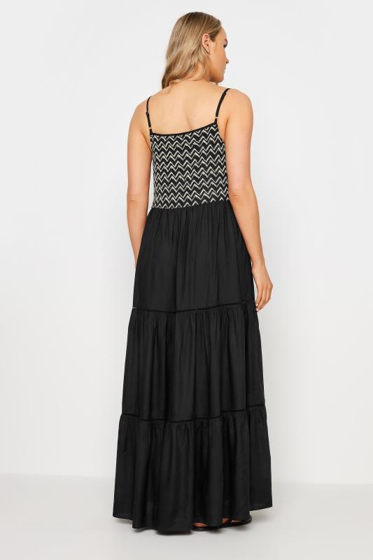 LTS Tall Women's Black Embroidery Detail Tiered Maxi Dress | Long Tall Sally 4