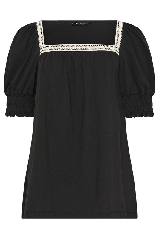 LTS Tall Women's Black Textured Square Neck Top | Long Tall Sally 2