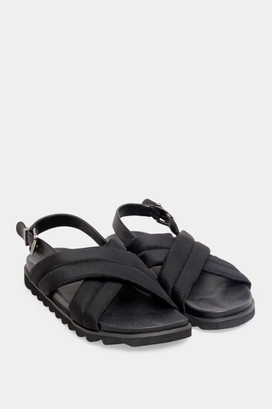 LTS Black Crossover Strap Slingback Sandals In Wide E Fit | Long Tall Sally 2