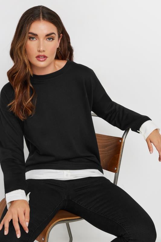 LTS Tall Black Shirt Lined Sweatshirt | Long Tall Sally 1