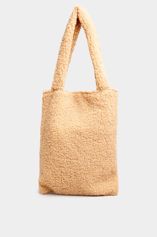 Beige Brown Shearling Teddy Tote Bag | Yours Clothing 4