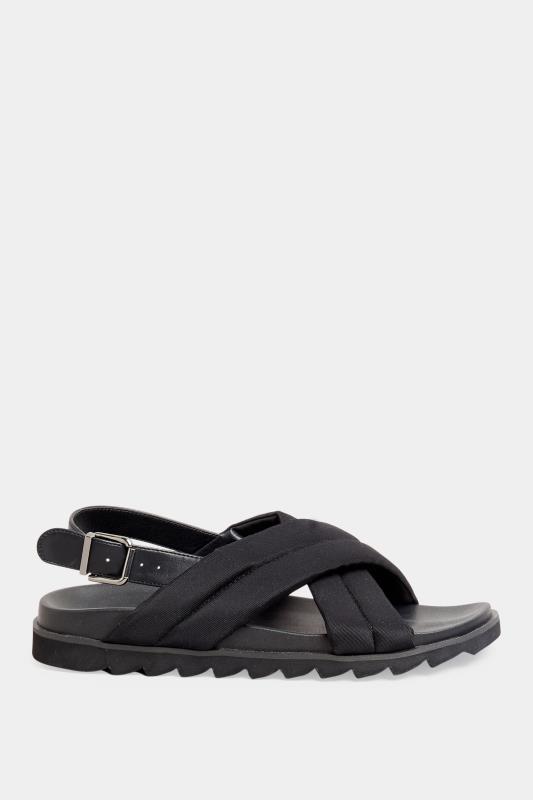LTS Black Crossover Strap Slingback Sandals In Wide E Fit | Long Tall Sally 3