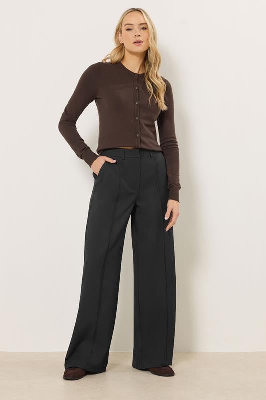 Tall  LTS Tall Black Seam Front Wide Leg Trousers