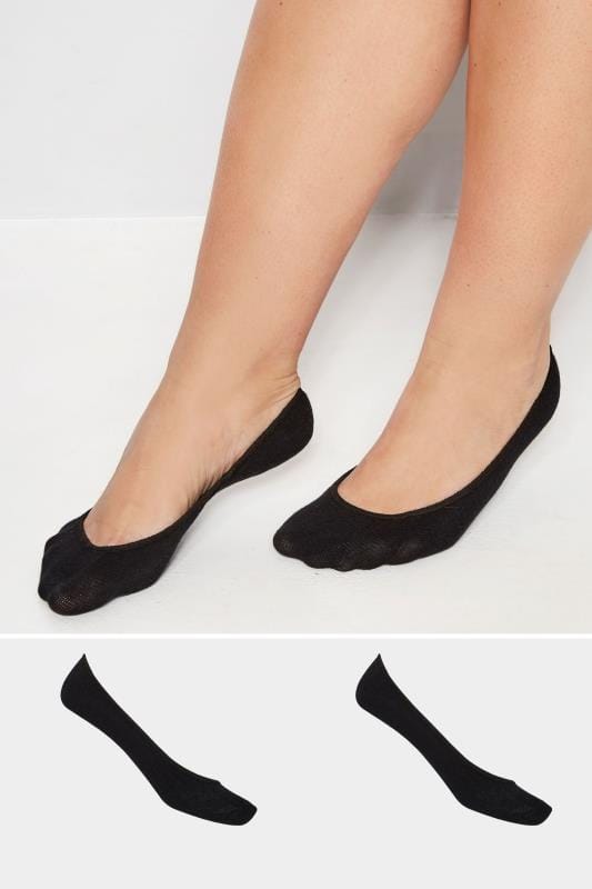 Plus Size Socks Yours 2 PACK Black Footsie Socks