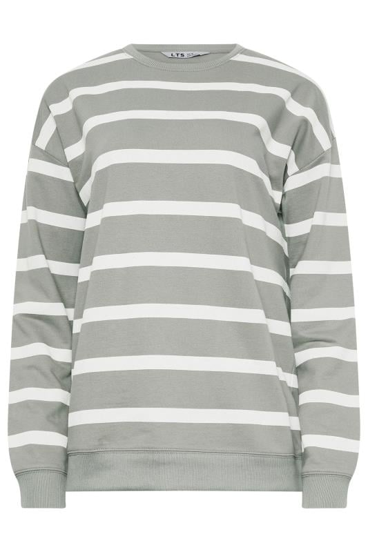 LTS Tall Grey Crew Neck Stripe Sweatshirt | Long Tall Sally 5