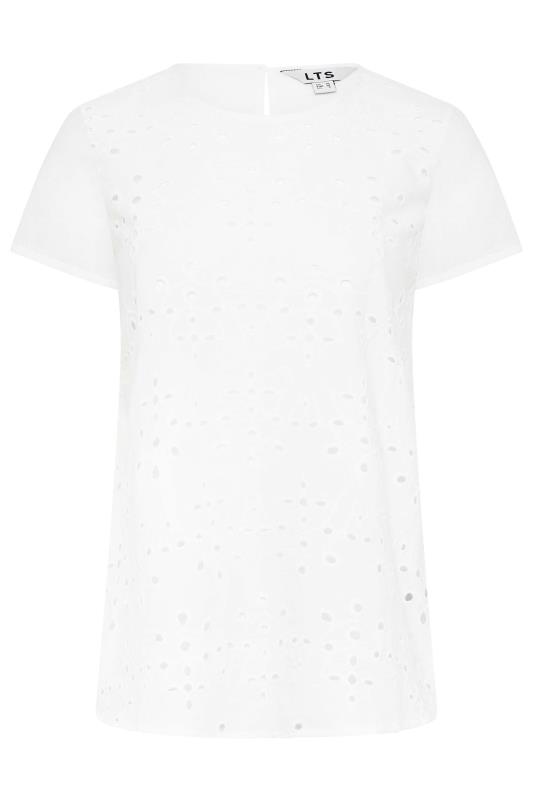 LTS Tall Women's White Broderie Front T-Shirt | Long Tall Sally 6