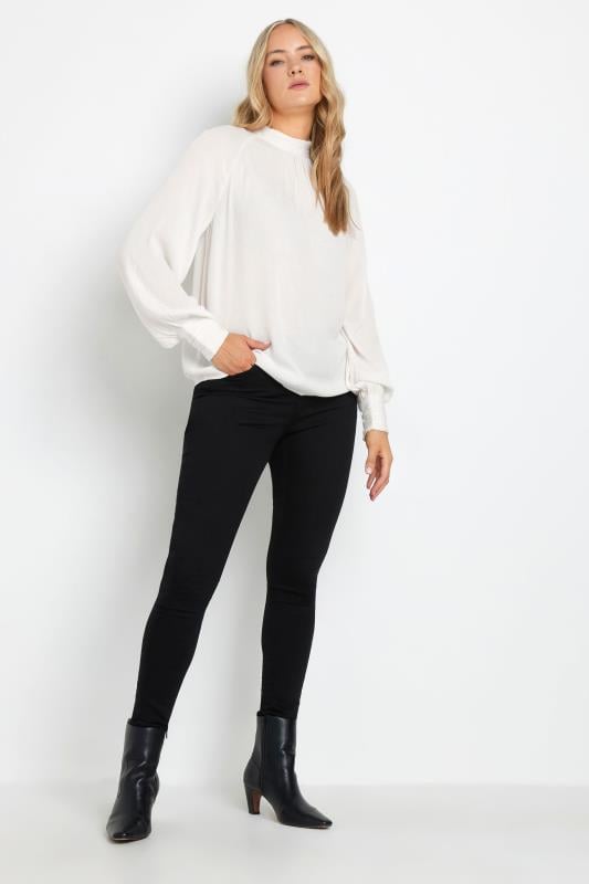 Tall  LTS Tall Ivory White High Neck Crinkle Top