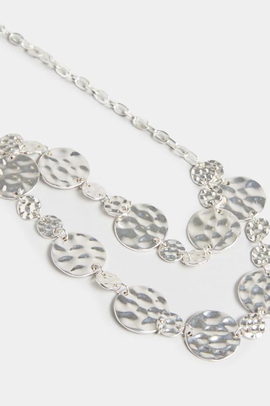 Silver Textured Disc Necklace | Yours Clothing 4