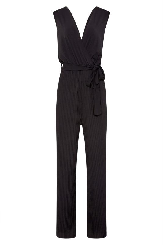 LTS Tall Women's Black Pleated Wrap Wide Leg Jumpsuit | Long Tall Sally 6
