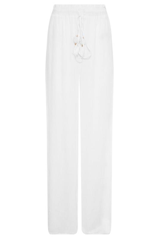 LTS Tall Women's White Wide Leg Beach Trousers | Long Tall Sally  4