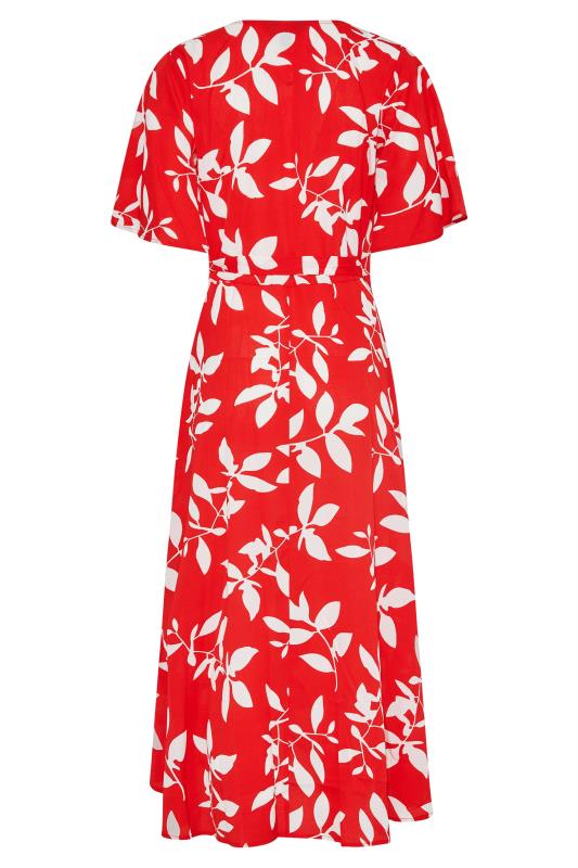LTS Tall Women's Red Floral Print Midi Wrap Dress | Long Tall Sally  7