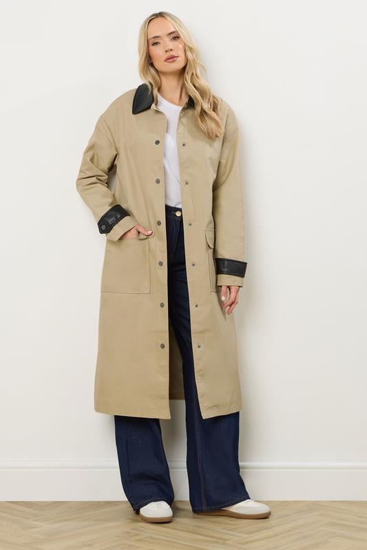LTS Tall Stone Brown Longline Car Coat | Long Tall Sally 3