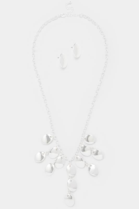  Yours Silver Tone Oval Necklace & Earrings Set