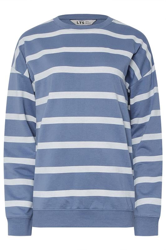 LTS Tall Light Blue Stripe Print Crew Neck Sweatshirt | Long Tall Sally 6