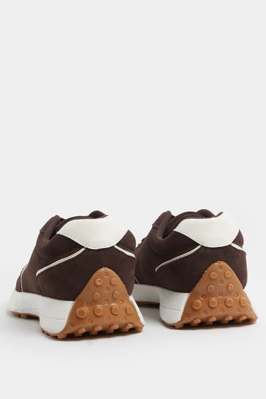 Chocolate Brown Faux Suede Runner Trainers In Extra Wide EEE Fit | Yours Clothing 4