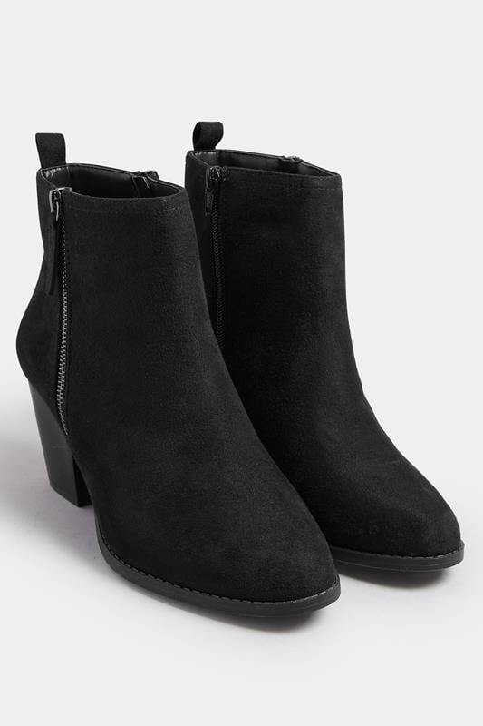 Black Faux Suede Block Heel Ankle Boots In Wide E Fit & Extra Wide EEE Fit | Yours Clothing 2