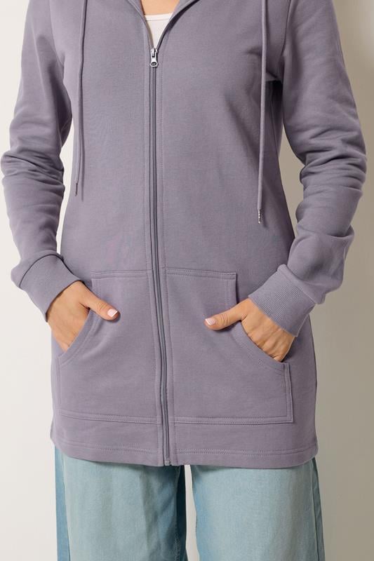 LTS Tall Women's Lilac Purple Cotton Longline Zip Hoodie | Long Tall Sally 4